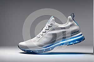 Modern Shoes Showcase in 3D Render - Floating Effortlessly Against a Neutral Gradient Background