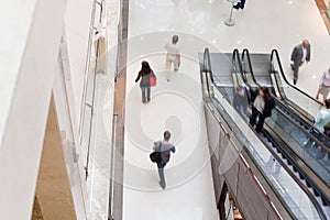 Modern shopping hall with escalator
