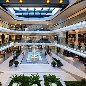 A modern shopping mall with a dynamic, atrium-style design that encourages social interactions4