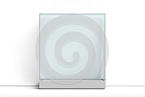 Modern Showcase with glass and empty space on white background. 3d rendering.