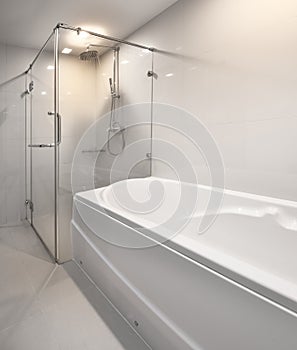 Modern shower and bathtubs.