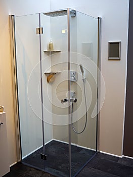 Modern shower cabinet with glass doors