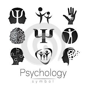 Modern Sign Set of Psychology. Creative style. Icon in vector.