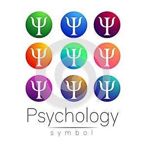 Modern Sign Set of Psychology. Creative style. Icon in vector. Bright color letter on white background. Symbol for web