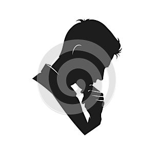 Modern Silhouette Portrait of a Man Lost in Thought and Reflection