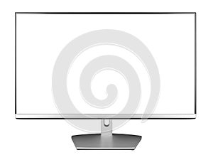 Modern silver black LED computer flat screen display monitor isolated on white background. pc hardware electronics technology