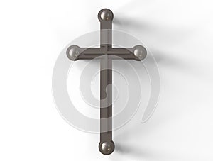 Modern silver cross icon high resolution on golden background