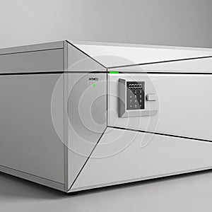 Modern Silver Safe with Digital Lock and Green Armed Indicator Light security keypad