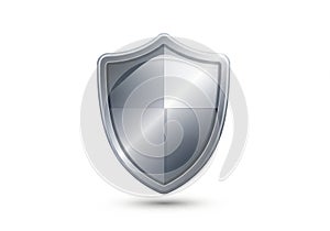 Modern silver shield icon for protection and security concepts