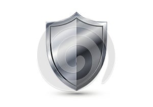 Modern silver shield icon for protection and security concepts