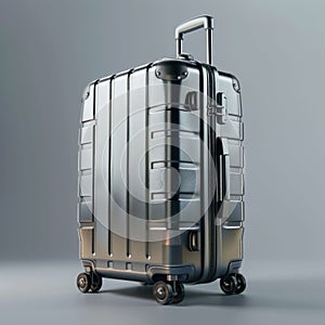 Modern Silver Suitcase with Wheels. Generative ai