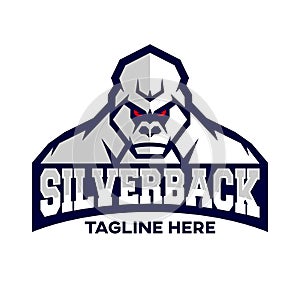 Modern silverback gorilla mascot logo.