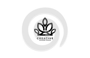 Modern Simple Eco Leaf Monogram Logogram