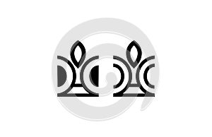 Modern Simple Eco Leaf Round Monogram Logogram