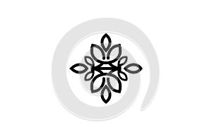 Modern Simple Eco Leaf Round Monogram Logogram