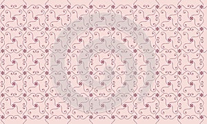 Modern simple geometric seamless pattern with Deep Red flowers, line texture on grey background. Light pink abstract floral