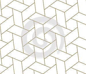 Modern simple geometric vector seamless pattern with gold line texture on white background. Light abstract wallpaper