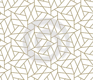 Modern simple geometric vector seamless pattern with gold line texture on white background. Light abstract wallpaper