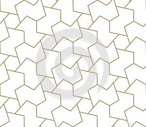 Modern simple geometric vector seamless pattern with gold line texture on white background. Light abstract wallpaper