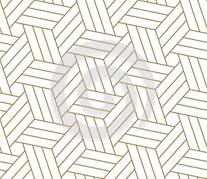 Modern simple geometric vector seamless pattern with gold line texture on white background. Light abstract wallpaper