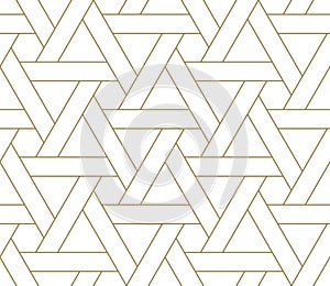 Modern simple geometric vector seamless pattern with gold line texture on white background. Light abstract wallpaper