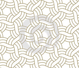 Modern simple geometric vector seamless pattern with gold line texture on white background. Light abstract wallpaper