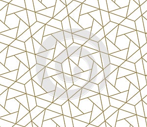 Modern simple geometric vector seamless pattern with gold line texture on white background. Light abstract wallpaper