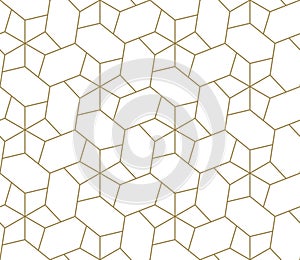 Modern simple geometric vector seamless pattern with gold line texture on white background. Light abstract wallpaper