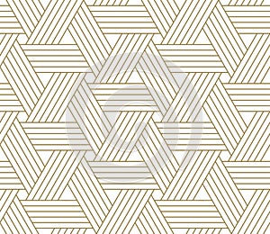 Modern simple geometric vector seamless pattern with gold line texture on white background. Light abstract wallpaper