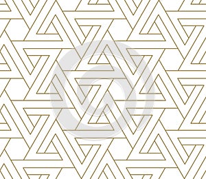 Modern simple geometric vector seamless pattern with gold line texture on white background. Light abstract wallpaper