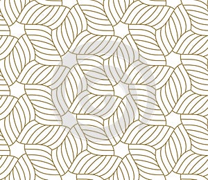 Modern simple geometric vector seamless pattern with gold line texture on white background. Light abstract wallpaper