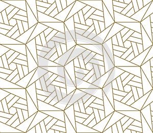 Modern simple geometric vector seamless pattern with gold line texture on white background. Light abstract wallpaper