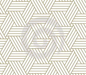 Modern simple geometric vector seamless pattern with gold line texture on white background. Light abstract wallpaper