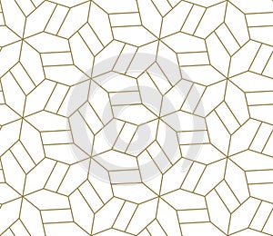 Modern simple geometric vector seamless pattern with gold line texture on white background. Light abstract wallpaper