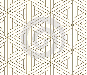 Modern simple geometric vector seamless pattern with gold line texture on white background. Light abstract wallpaper