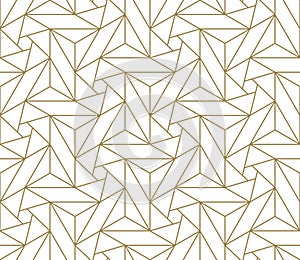 Modern simple geometric vector seamless pattern with gold line texture on white background. Light abstract wallpaper photo