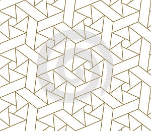 Modern simple geometric vector seamless pattern with gold line texture on white background. Light abstract wallpaper