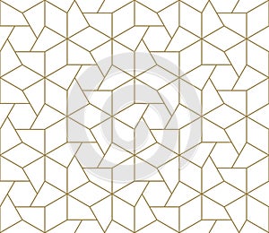 Modern simple geometric vector seamless pattern with gold line texture on white background. Light abstract wallpaper