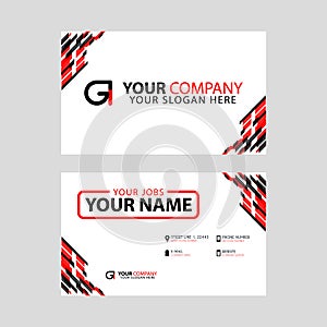 Modern simple horizontal design business cards. with GI Logo inside and transparent red black color.