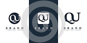 Modern and simple Letter QU Logo, QU or UQ initials