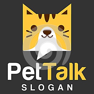 Modern simple minimalist Pet Cat Dog talk bubble chat mascot logo design vector with modern illustration concept style for badge,