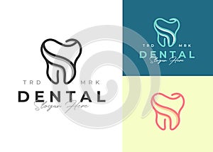 modern simple outline dental logo icon symbol vector illustration design