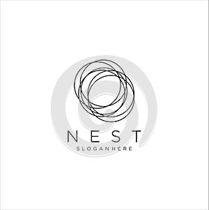 Modern Simple Vector Bird Nest Logo Design Template. nest Logo Vintage Hipster Vector Stock