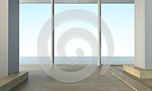 Modern simplicity Beach lounge Minimal clean on Sea view and Sky Daylight