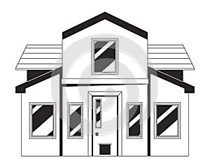 Modern single family home black and white 2D line cartoon object