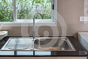 modern sink in modern kitchen room