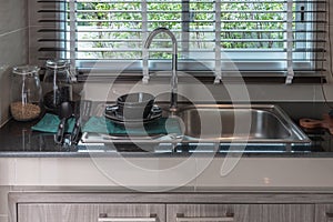 modern sink in modern kitchen room