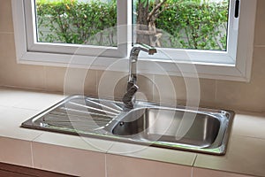 modern sink in modern kitchen room