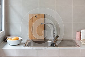 modern sink in modern kitchen room