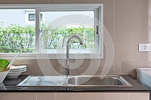 modern sink in modern kitchen room